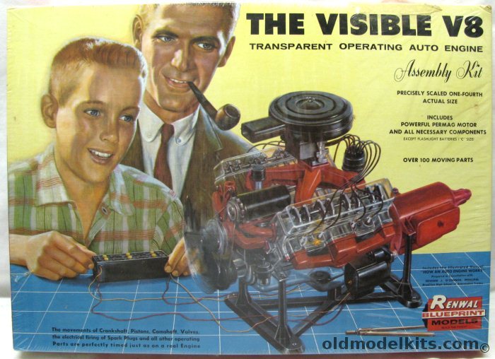 Renwal 1/4 The Visible V8 (V-8) Transparent Motorized Operating Auto Engine, 802-1095 plastic model kit